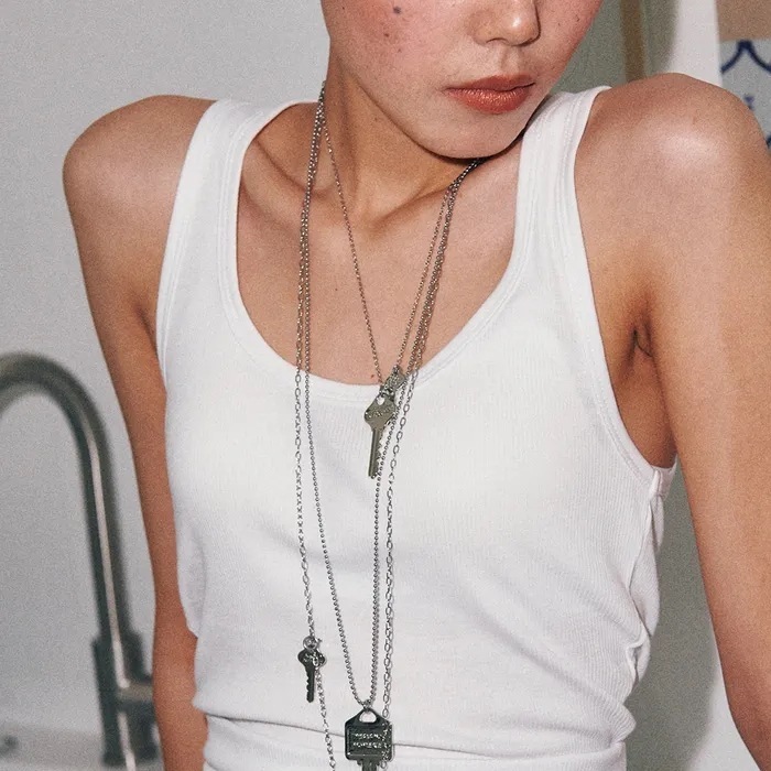 Unroutine Double Key Maxi Necklace / 2color アクセサリー ピアス ブレスレット レディースファッション 韓国 コスメ 芸能人着用
