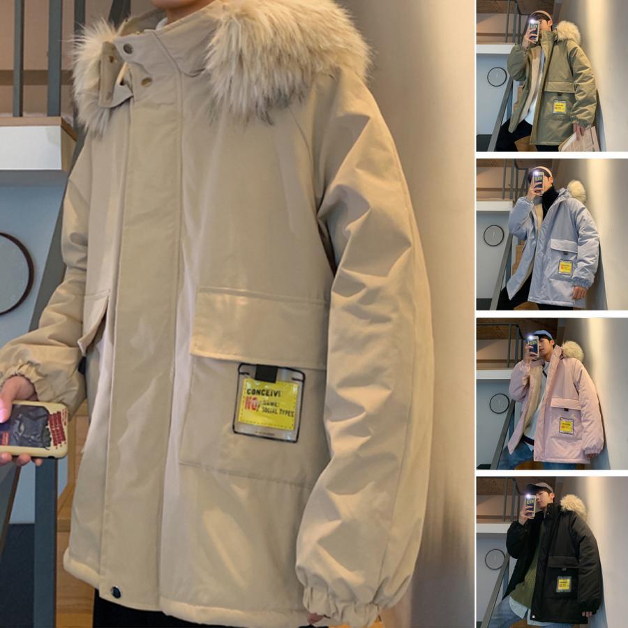 メンズ 中綿コート ジャケット ボアコート フード ファー カジュアル 防寒服 通学 通勤 アウトドア ミディアム 男子 冬 アウター