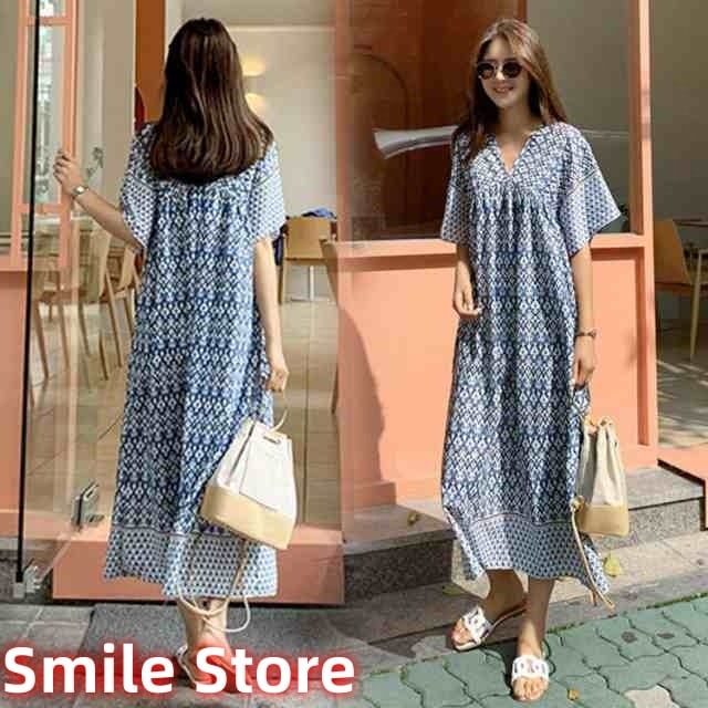 春夏 ロングスカートひざ下 レディース ボヘミア風 40代 ワンピース マキシワンピース キレイめ ネック 半袖ワンピース 30代 オシャレゆったり エスニック