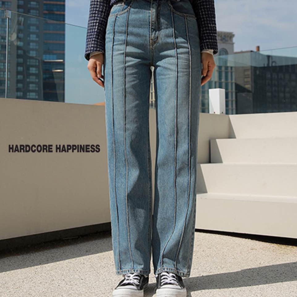 HARDCOREHAPPINESS 公式 ダブルラインピンタックワイドデニムパンツ 韓国正規品