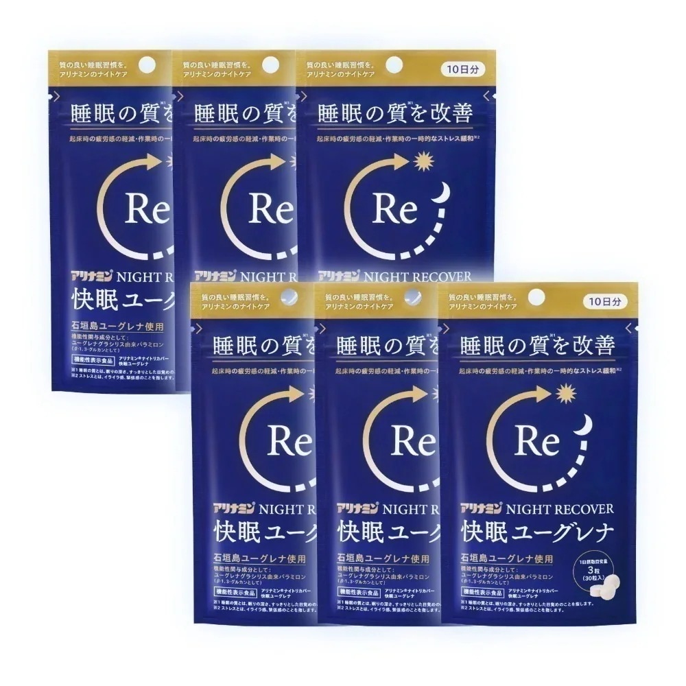 メガ割 睡眠 快眠ユーグレナ ナイトリカバー 30粒 6袋 機能性表示食品 サプリメント 不眠 疲れ ストレス サプリ 6,746円