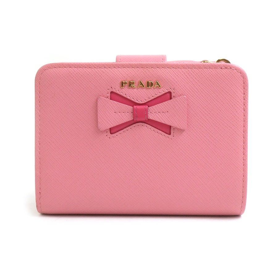 プラダ PRADA 二つ折り財布 レザー ピンク レディース r10541a