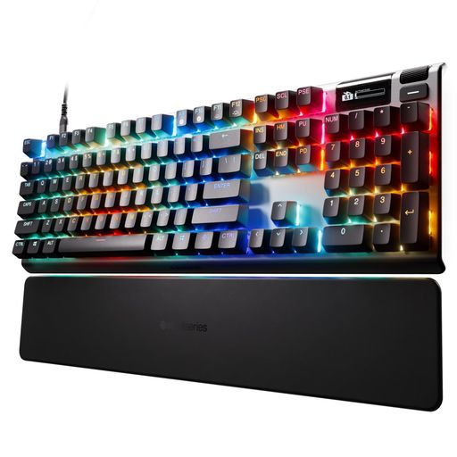 SteelSeries ラピッドタップ ラピッドトリガー ゲーミングキーボード 有線 日本語配列 防音設計 磁気ホール効果センサー OmniPointスイッチ 有機ELディスプレイ搭載 Apex Pr