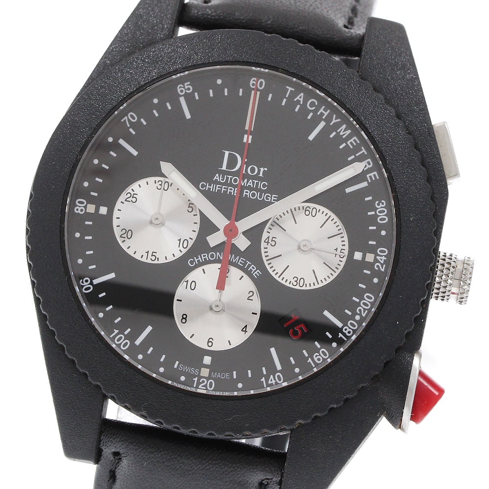 訳あり ディオール Dior CD084840 ディオール シフルルージュ クロノ ブラックタイム デイト 自動巻き メンズ _922453【中古】