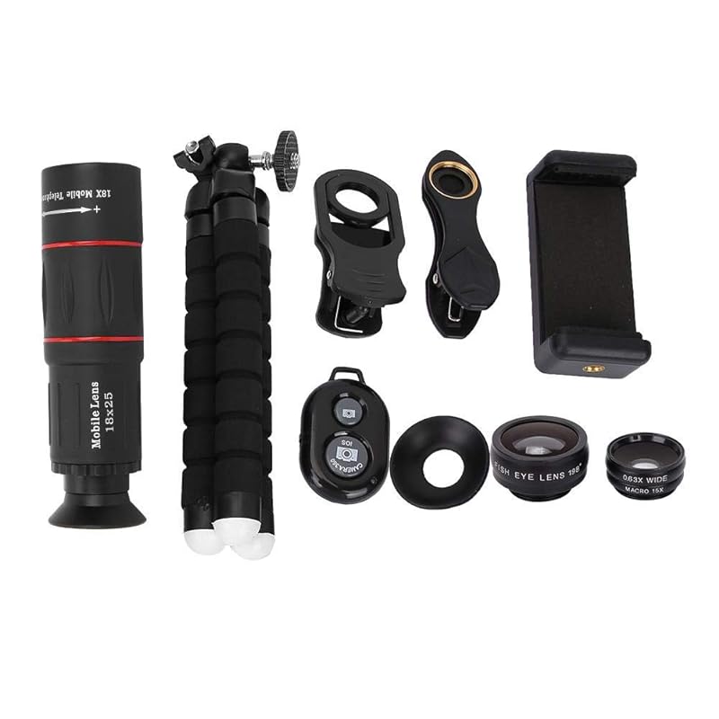 APEXEL スマホ用カメラレンズ 魚眼レンズ 広角レンズ マクロレンズ ユニバーサルレンズ 外付きカメラレンズ 携帯電話レンズ 自撮り 4 in 1セット 18X望遠レンズ クリップ式