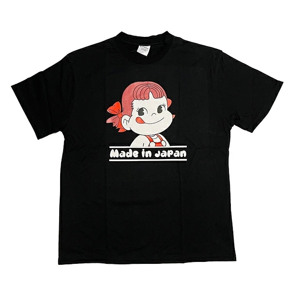 ペコちゃん Tシャツ(L) ブラック アパレル 不二家 日本製_1156-gtm-st04bkl