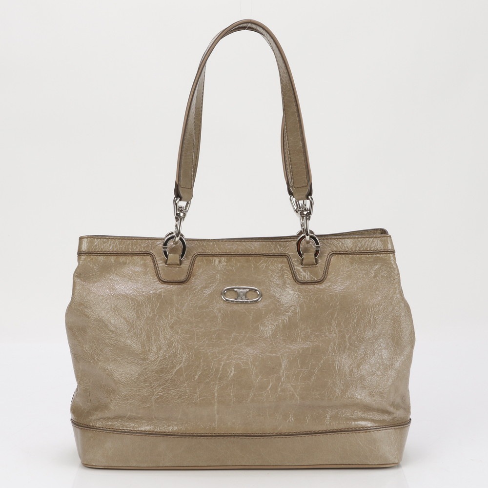 美品 トリオンフ カーキ レザー トート バッグ 肩掛け ショルダー ハンド 通勤 A4 レディース MMM BH15-3 中古