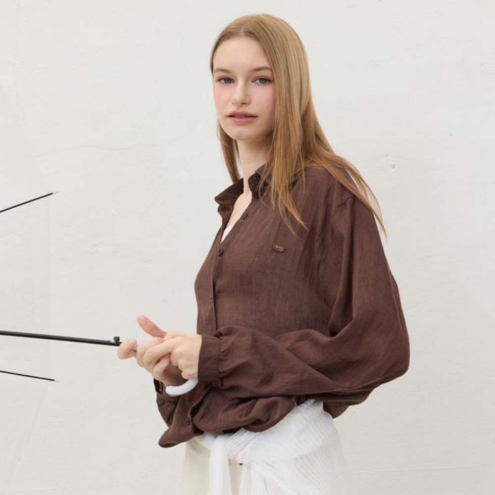 [リアーナニューヨーク] リンクルフリークラシックシャツ_チョコブラウン