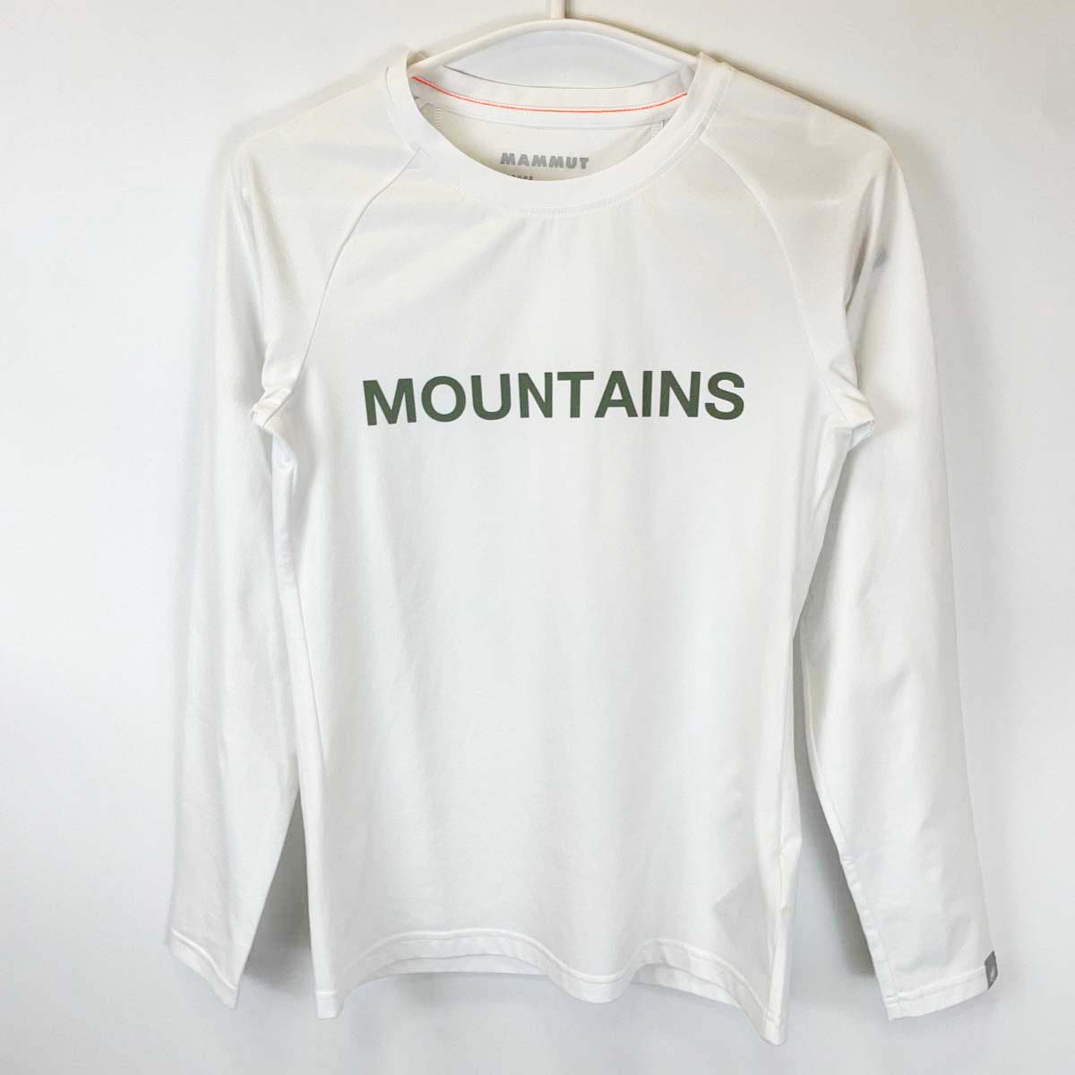 【中古・未使用品】マムート QD ロゴ プリント ロングスリーブ Tシャツ アジアンフィット S ホワイト 1016-01040 レディース MAMMUT