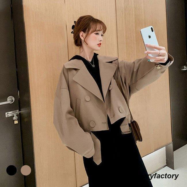 ジャケット レディース ピーコート 秋 ブルゾン レトロ トレンチ テーラード ゆったり アウター オフィス 春 ショートコート 体型カバー