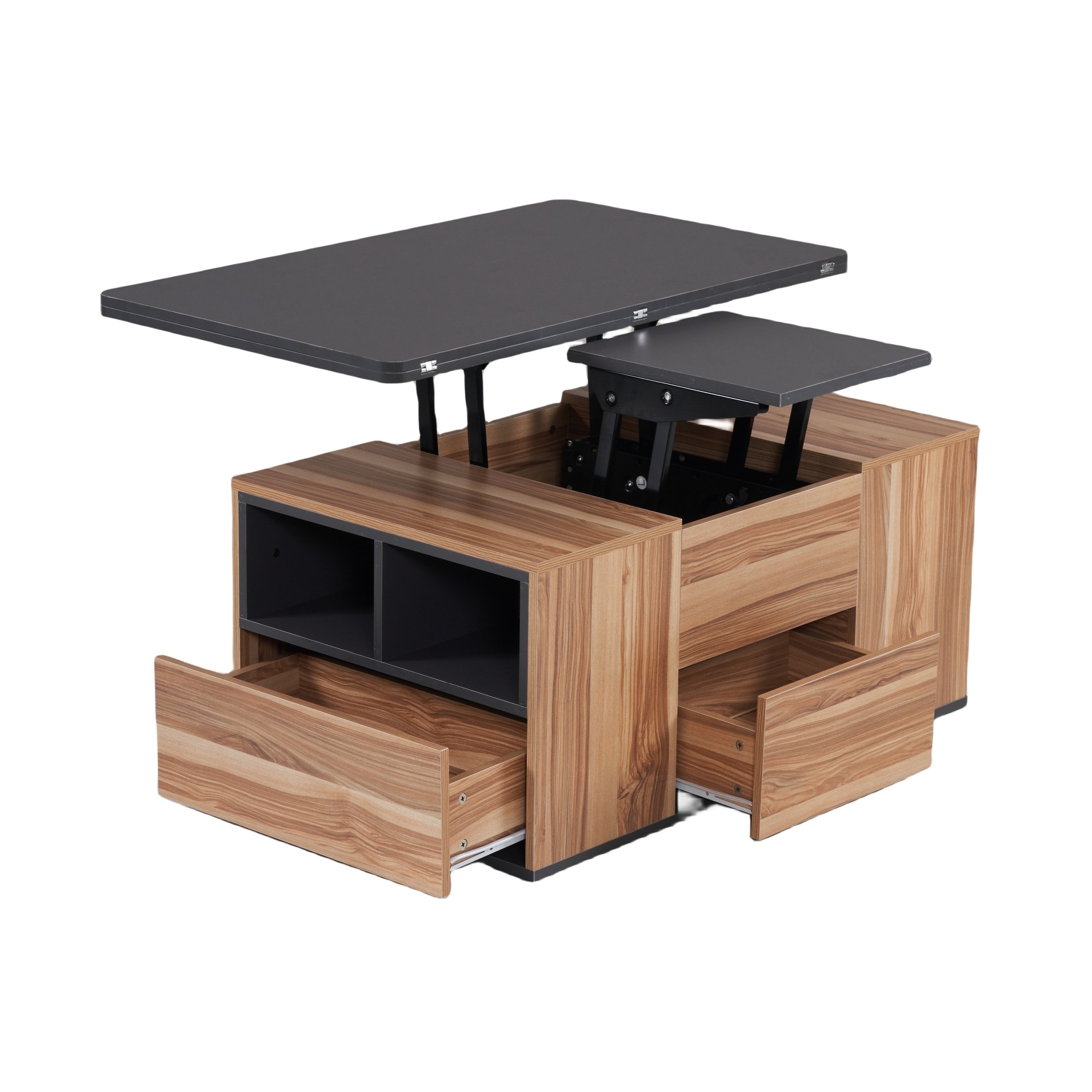 【国内で発送&送·料·無·料】テーブル センターテーブル 高さ調節可能 昇降式テーブル 幅100 天板昇降 折りたたみ ダイニングテーブル【ナチュラル】318 多機能 引出し