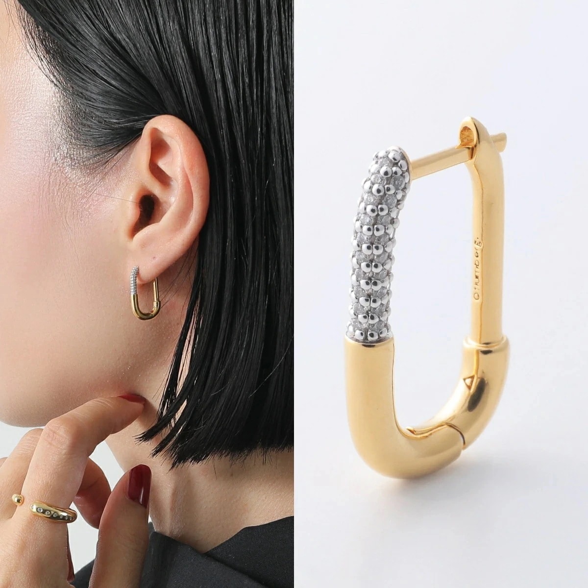 Otiumberg オティウムバーグ フープピアス Pave Staple Hoop OT0029-2609 レディース 片耳販売 アクセサリー ゴールド