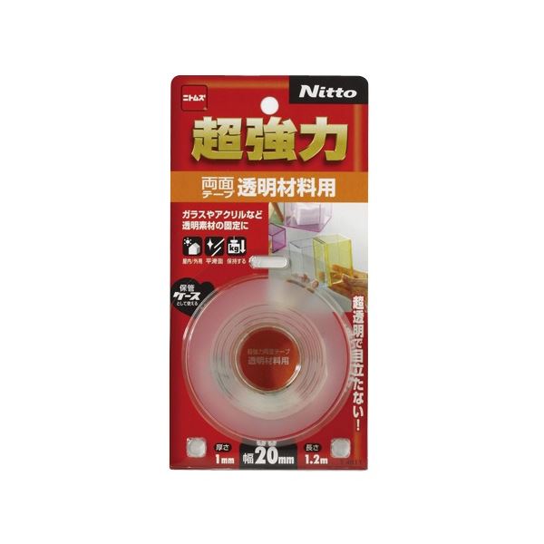 （まとめ）超強力両面テープ 透明材料用 20mmx1.2m T4611 1巻 [x20セット]