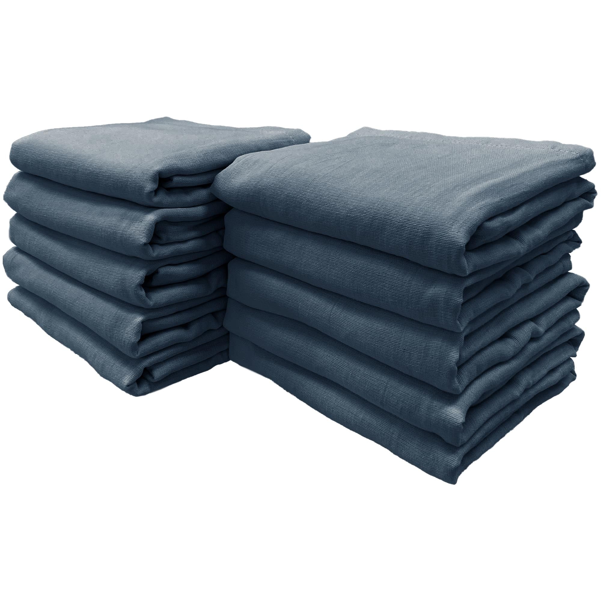 ふわりら ガーゼタオル バスタオル 65×120cm 綿100% 薄手 高吸水 速乾 毛羽落ち少ない かさばらない ネイビー 10枚セット