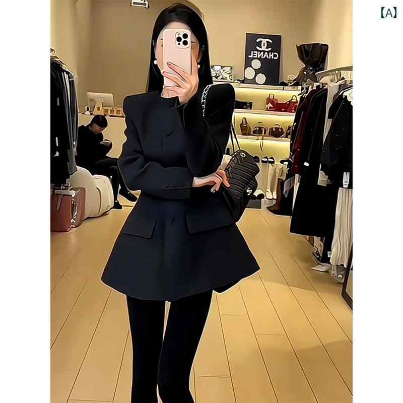 スーツ　ジャケット　カジュアル 女性用 ブラックノー カラー ウエスト スーツ ジャケット 2025 春 スタイル シンプルで エレガントな ハイエンド スカート 5,764円