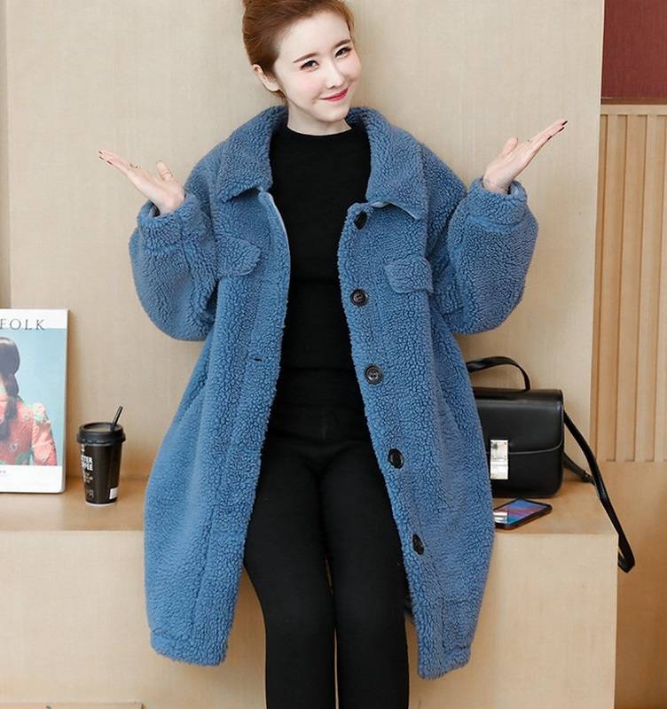 レディース アウター 厚手 ボア ロング コート ミディアム丈 大きい サイズ 2XL 3XL 4XL ふわふわ もこもこ ゆったり ルーズ 大きめ ボタン ポケット付き 襟付き ポロ襟 長袖 シ