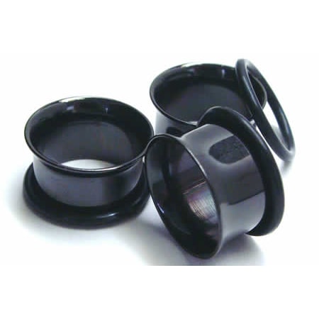 ボディピアス 16mm ブラック シングルフレアアイレット ステンレス 黒色 16ミリ ラージホール ゴム Oリング キャッチ 片側 大きい 広い 定番 シンプル 筒型 bk-fe16xxxxxx