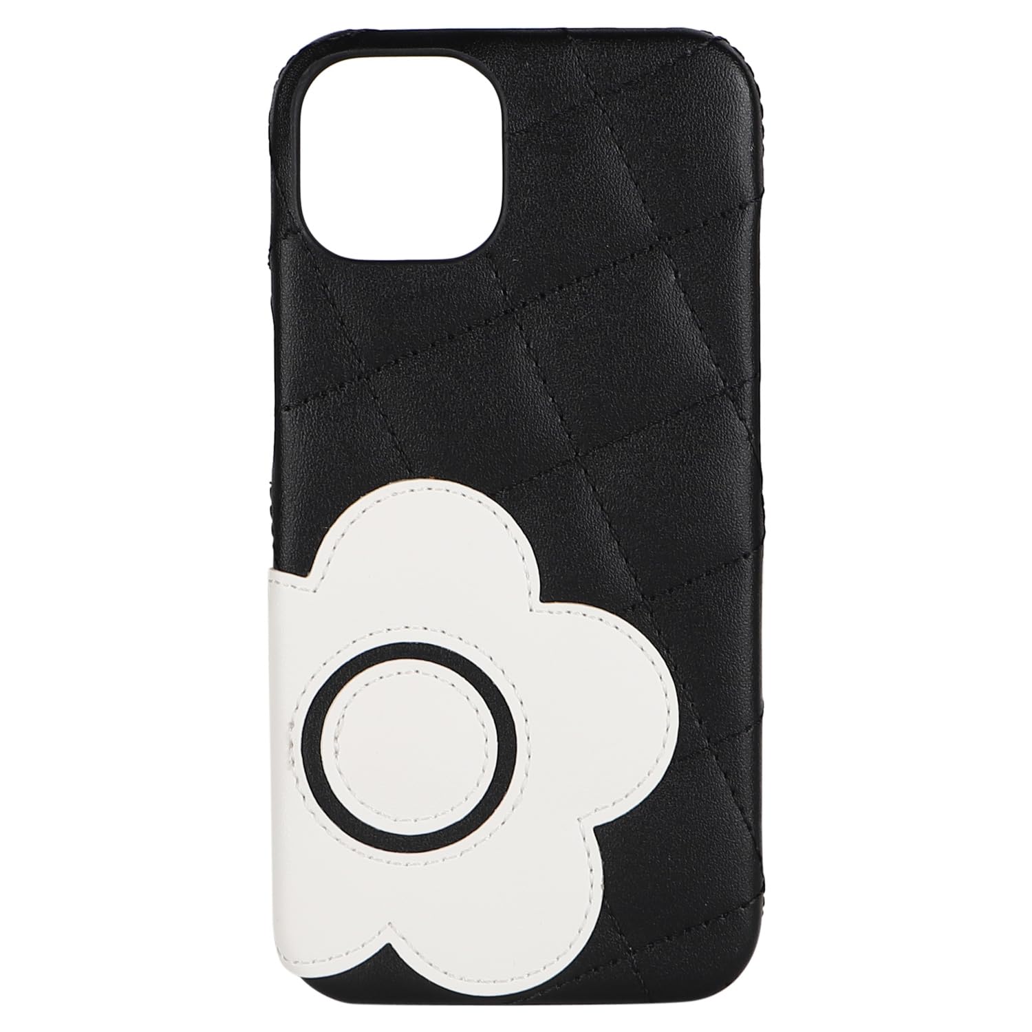 MARY QUANT マリークヮント iPhone 14 13 ケース スマホ 携帯 レディース PU QUILT LEATHER BACK CASE ブラック/ホワイト