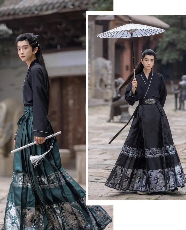 男女兼用漢服　メンズレディース中華唐装 漢服　プリーツスカート　中華風シャツ　ハロウィンステージ演出衣装　明朝中国古代コスプレ服　学園際文化際　写真撮影　団体服　男性用演出服　クリスマス仮装変装イベン