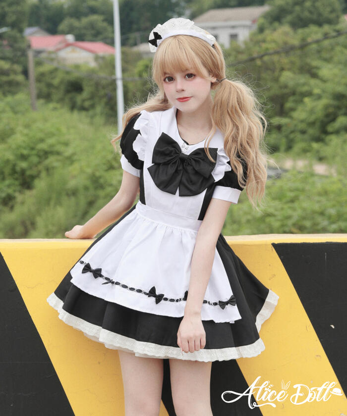 ゆめかわいい メイド服 セット ワンピース エプロン カチューシャ 半袖 ミニ丈 ミニスカ フリル リボン ドレス ロリータ Lolita メイド ロリィタ ゴスロリ 甘ロリ メイドカフェ 制服 清楚 5,224円