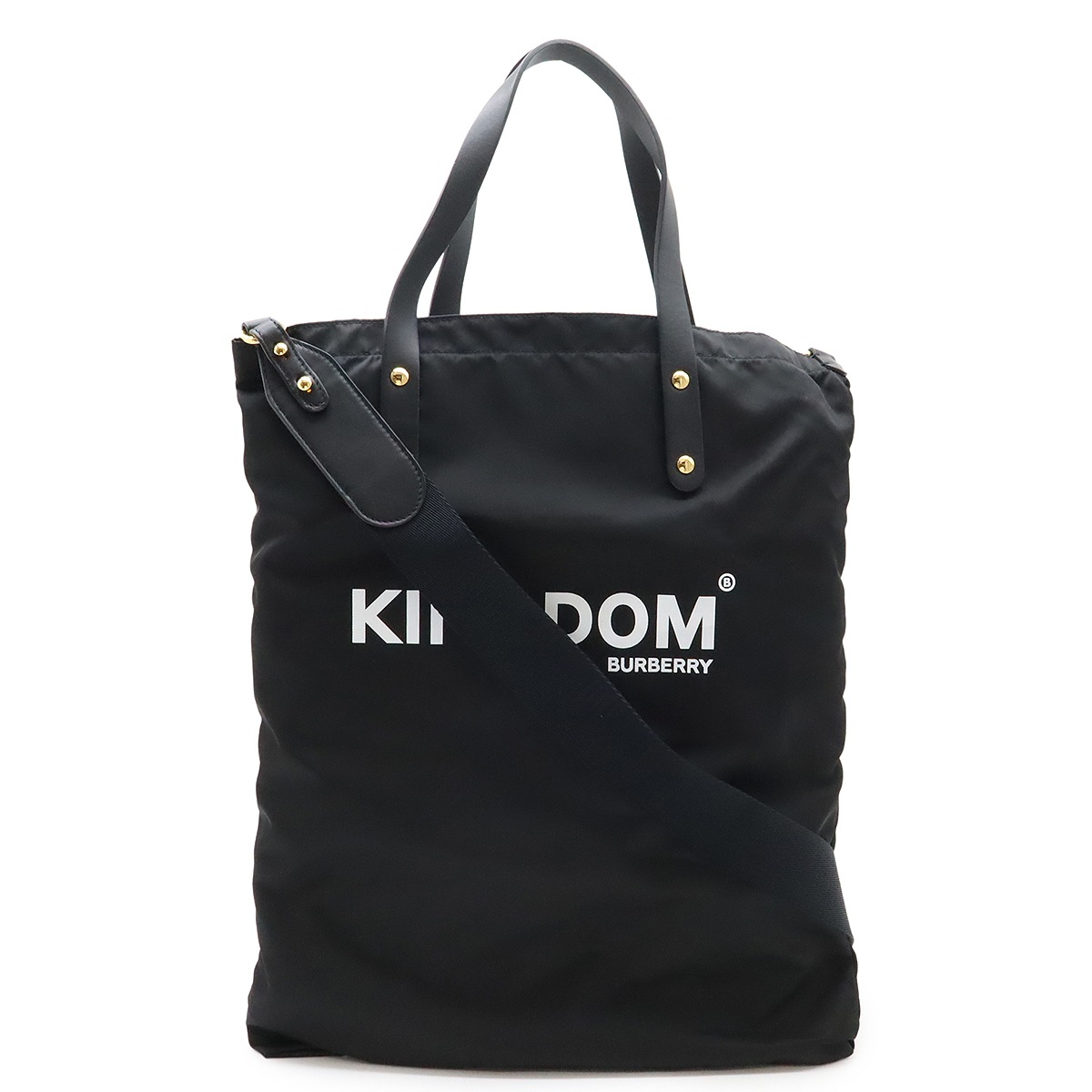 キングダム KINGDOM トートバッグ 2WAY ショルダーバッグ 斜め掛け 縦長 ナイロン レザー ブラック