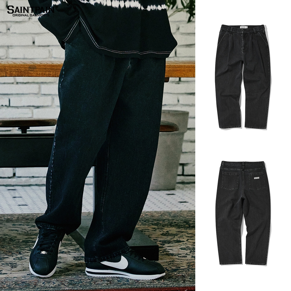 BTS 着用 ブランド SP TWO TUCK WIDE DENIM PANTS-BLACK
