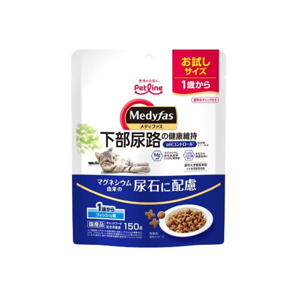 （まとめ買い）ペットライン メディファス 1歳から フィッシュ味 150g 猫用フード [x24]