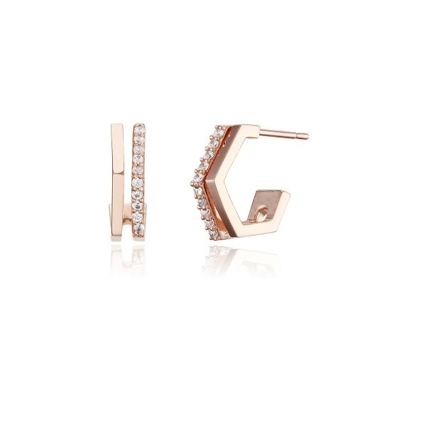 ツーライン ラインストーン ポイントピアス YUE4614 92.5 SILVER