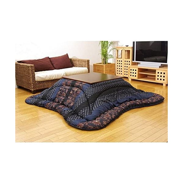 5934579 国内プリント こたつ厚掛け布団単品 万葉 ブルー 205345cm メーカー直送