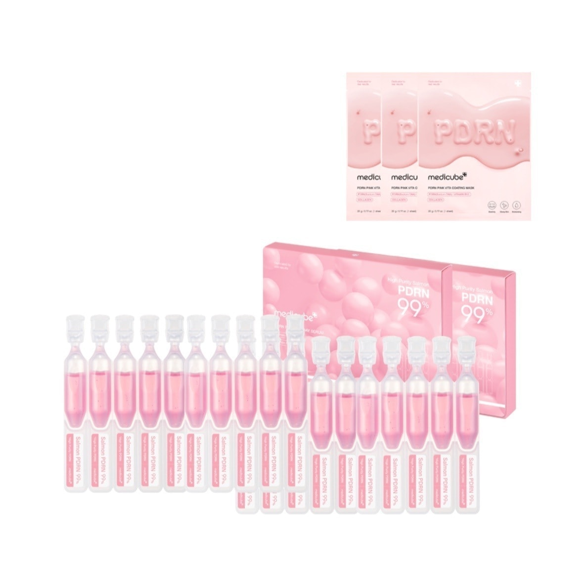 NEW 正規品公式メディキューブ PDRN ピンク ワンデーセラム 15ml X 2BOX (+マスクパック3枚贈呈) 1秒で白くなる水分光セラム Salmon PDRN 99% フレッシュドロッ 5,302円