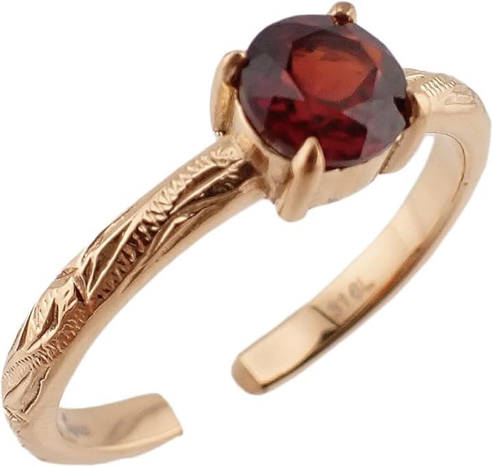Piena ピエナサージカルステンレス316L製 天然石 フリーサイズ 一石 ハワイアンジュエリー リング レディース ガーネット/ピンクゴールド(ガーネット / ピンクゴールド)