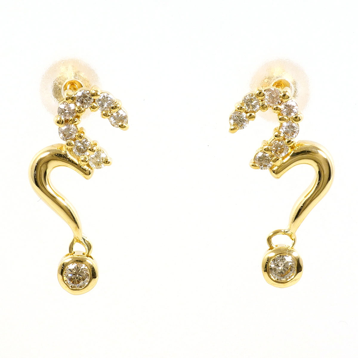 K18 18金 YG イエローゴールド ピアス ダイヤモンド 0.13ct 総重量約1.7g 中古
