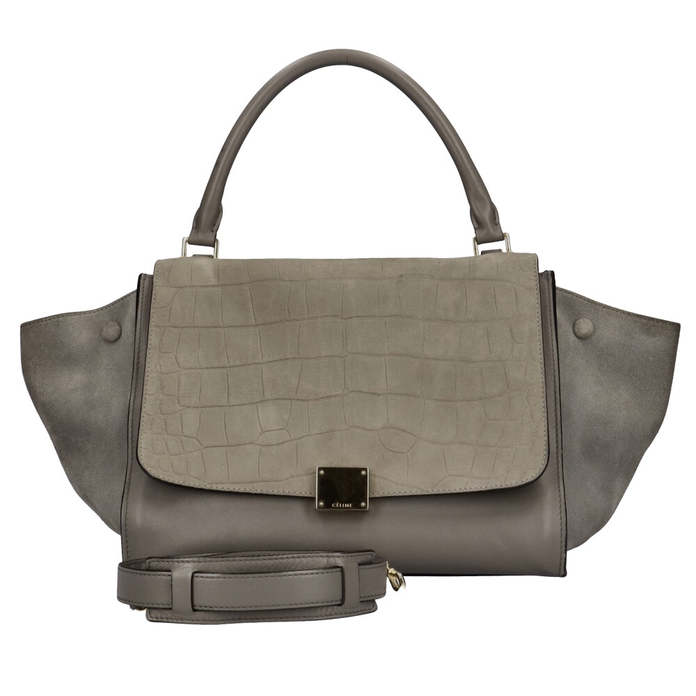 セリーヌ トラペーズ ショルダーバッグ レザー 169543NTL グレー CELINE 中古