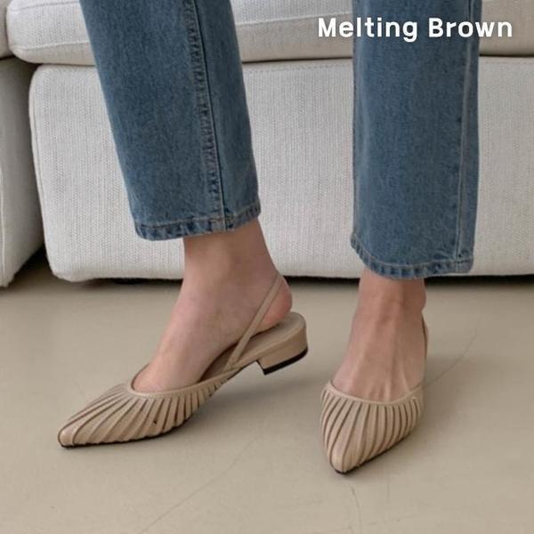 櫛目パンチングスリングバックカジュアルローヒール3color