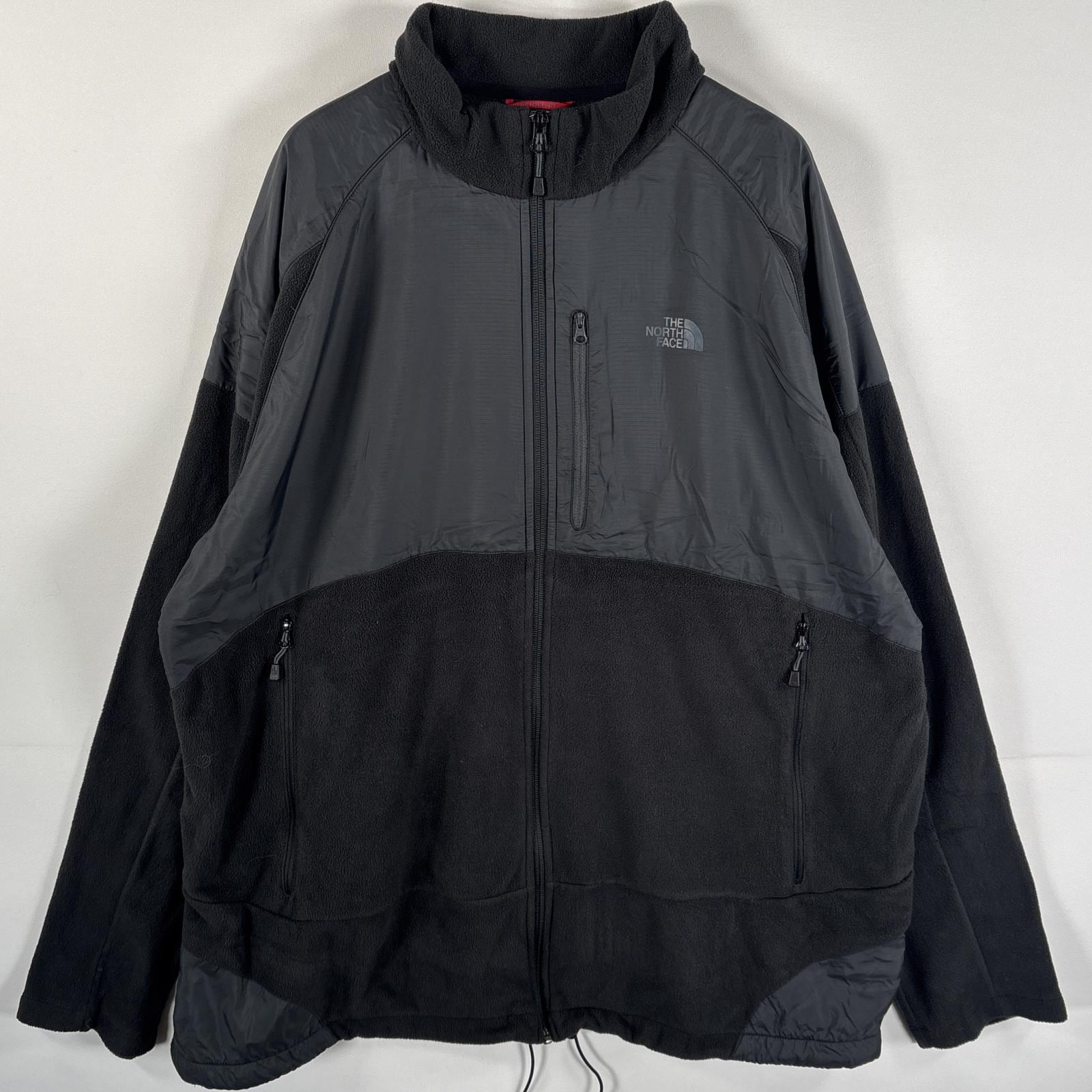 古着 フリースジャケット マイクロフリース ワンポイントロゴ 大きいサイズ XXL ブラック メンズ 5,291円