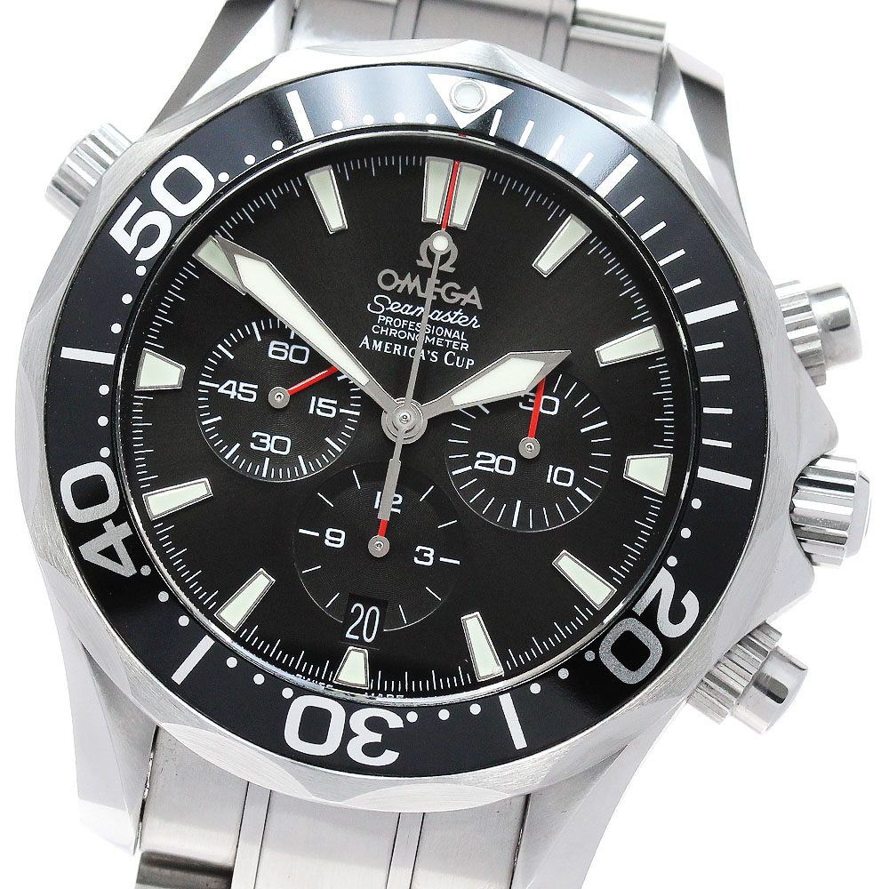オメガ OMEGA 2594.50 シーマスター300 クロノグラフ デイト 自動巻き メンズ 美品 保証書付き_862143【中古】