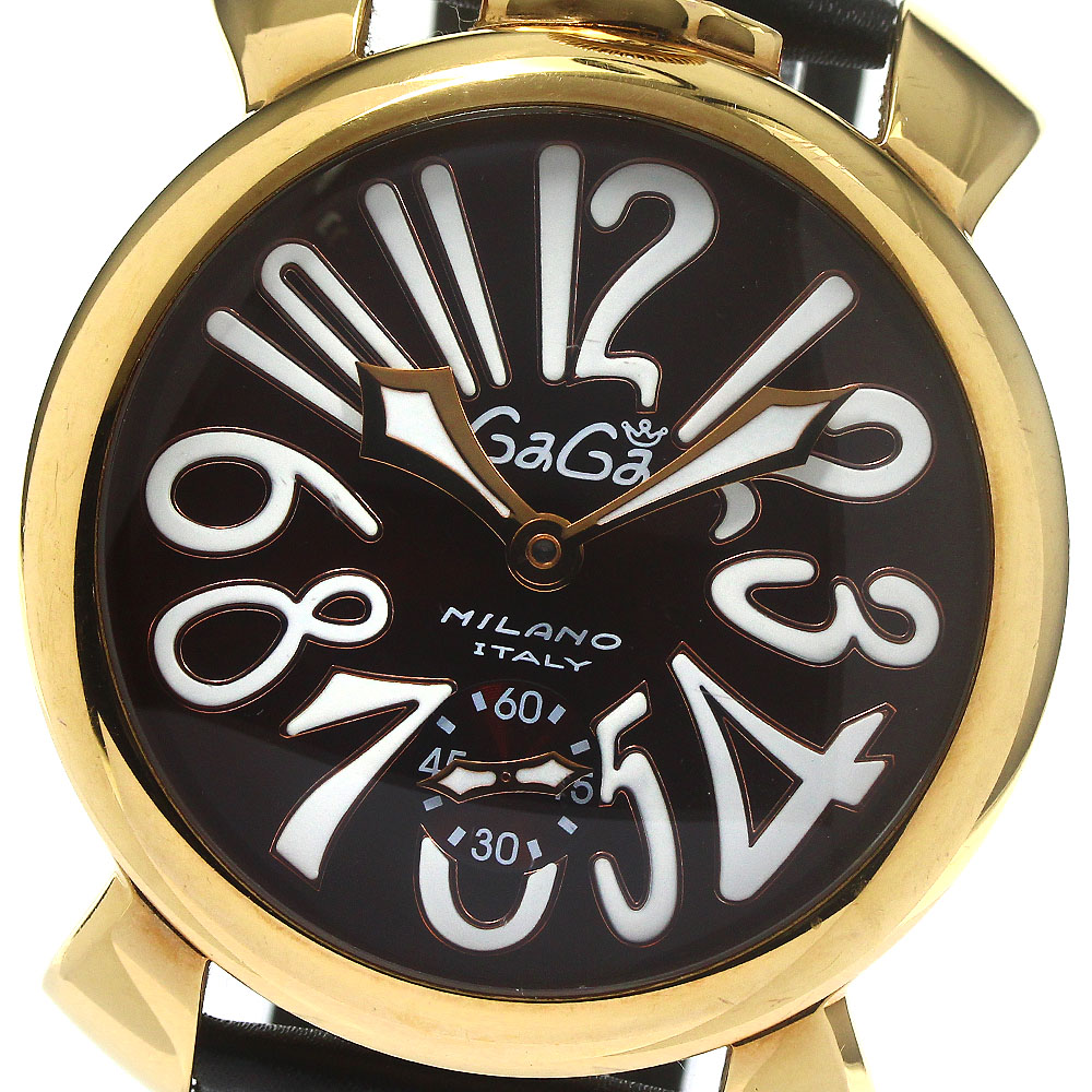 超歓迎 GaGa ガガミラノガガミラノ MILANO _780358【中古】 メンズ 手巻き スモールセコンド マヌアーレ48 5011.07S その他 ブランド腕時計