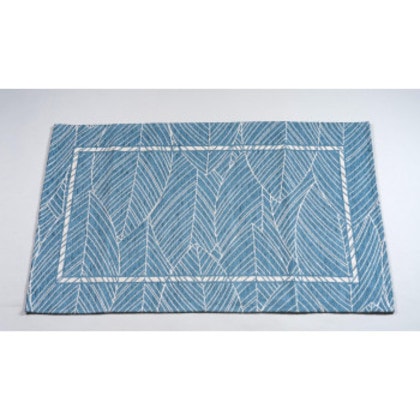 イタリア製ゴブラン織 玄関マット 65x115 リーフBL ROYLYS65BL