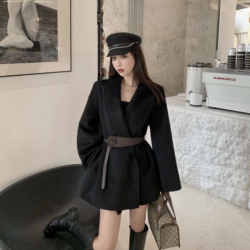 秋冬の新作 やさしい 両面 ラシャコート 韓国版 甘い ギャル 復古 トレンチコート （ベルトを贈る）