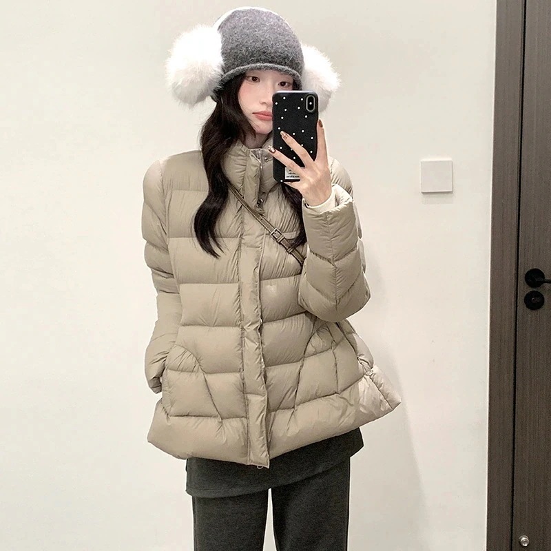 90% ホワイトダックダウン 収腰 シルエット ダウンジャケット レディース 2026冬 着痩せ