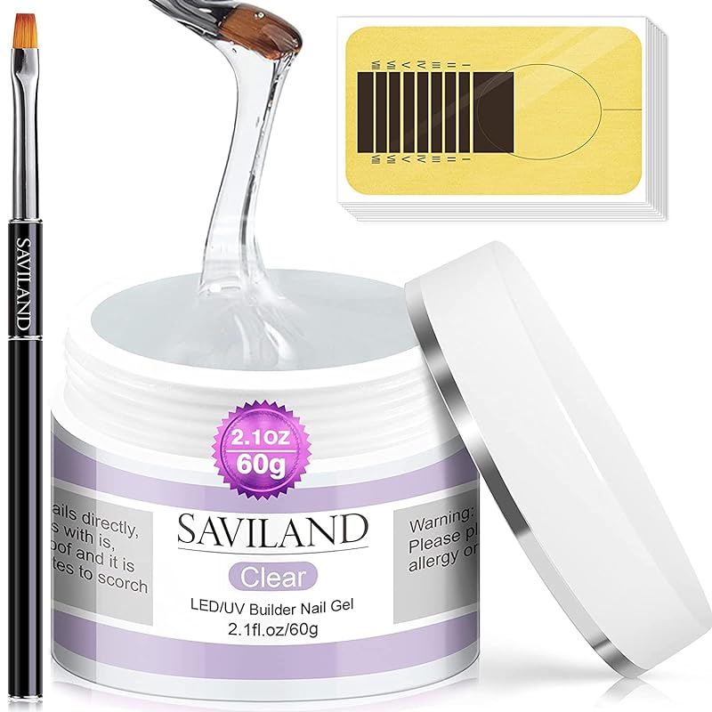 Saviland クリアジェル 60g ビルダージェル ネイルリペア用品 ネイル補強 長さだジェル ネイルリペア UV/LEDライト対応 初心者用 (クリア)