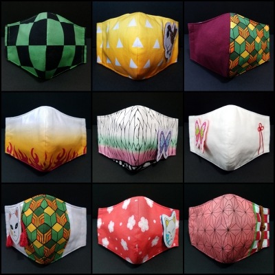 A9-000 ハンドメイド フェイス 立体 布 インナー マスク 伝統 和柄 9枚セット