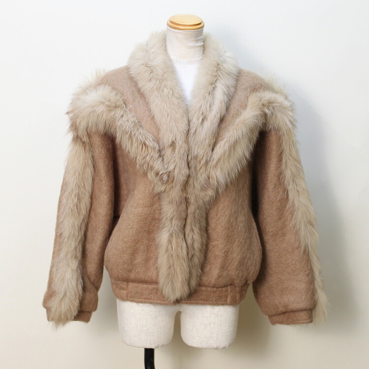 ブルーフォックス シャギーニット ファー ジャケット キャメル 送料無料 レディース ギフト プレゼント