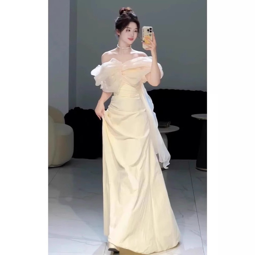 【急速出荷】送.料.無.料.ワンショルダー ワンピース 結婚式OL正式な場合礼装 誕生日/成人式 ドレス