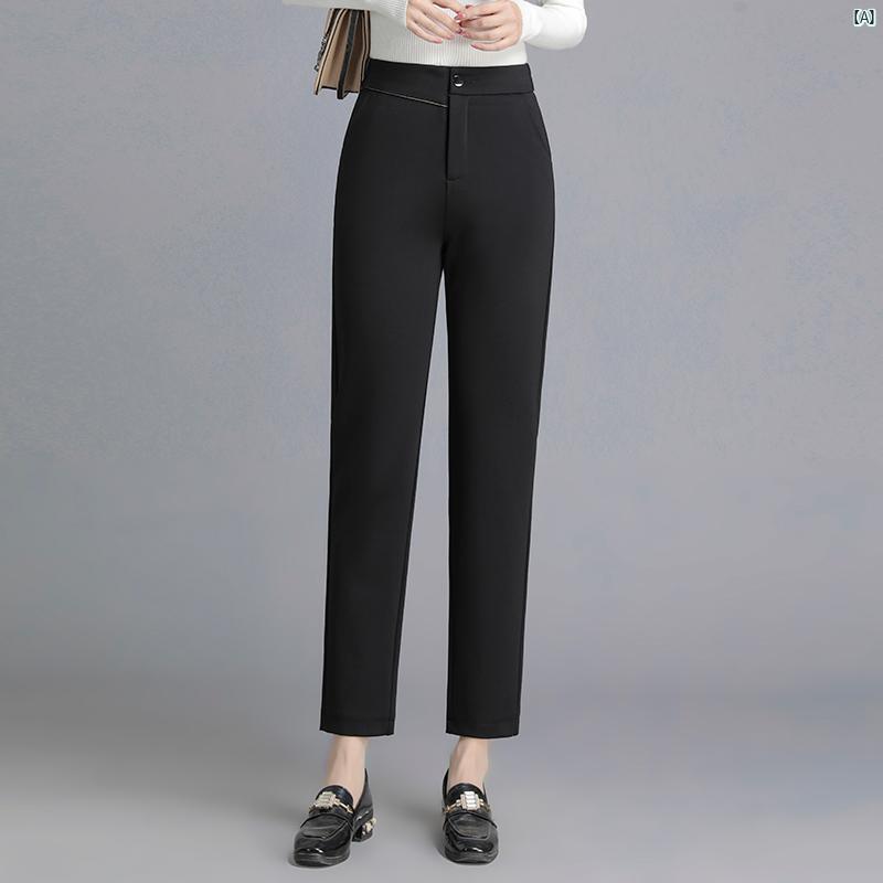 レディース　ファッション　オシャレ　シンプル ベルボトムパンツ 春秋 ハイウエスト スリム ハイエンド ドレープ ブラック スーツ パンツ クロップド 九分丈 7,200円