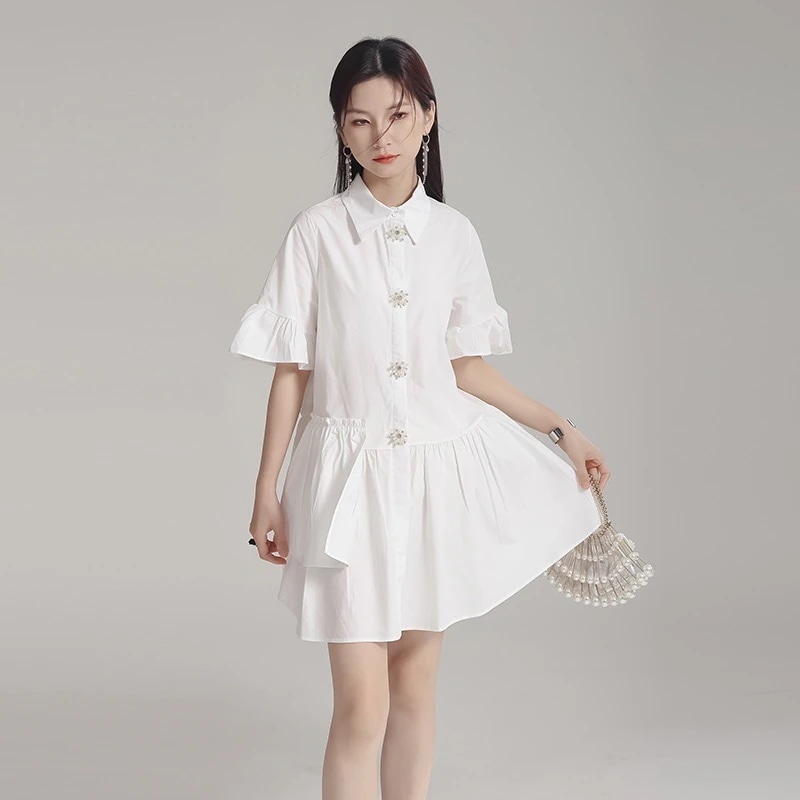 JFashion ショートワンピ フリル シャツワンピ 可愛い レディースワンピース 関連商品は店で購入可能 福袋 T