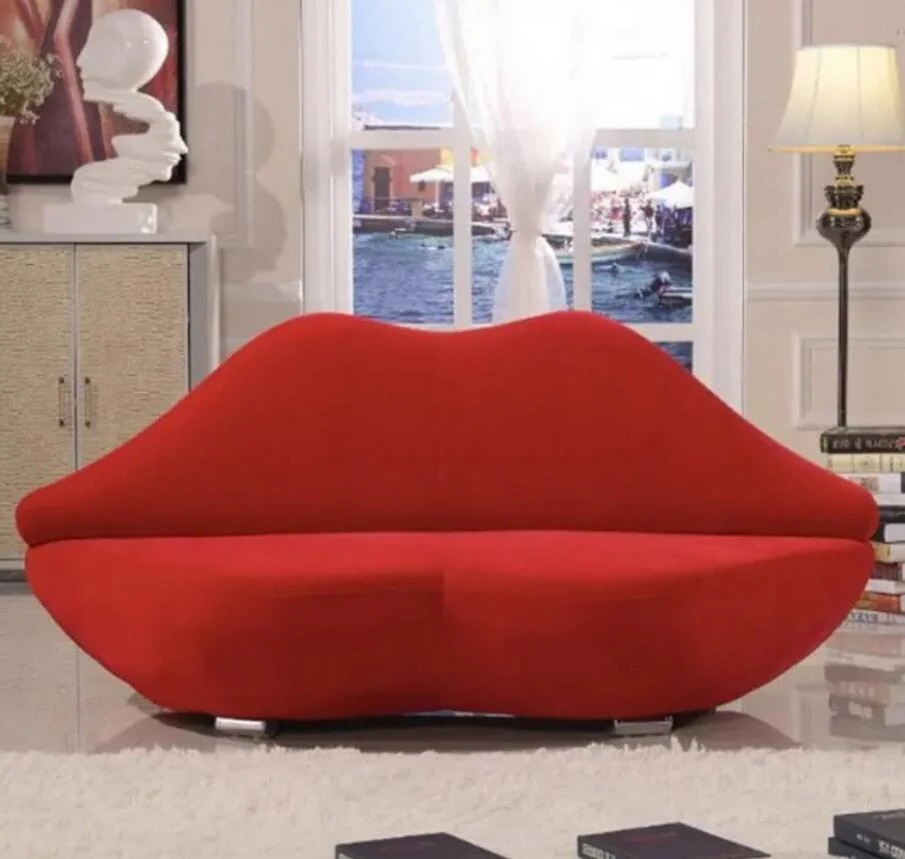 個性的なソファー3人掛けソファモダンシンプルリップソファ愛するリビングルームピンクソファソファ家具セットリビングルーム寝室小さなソファ