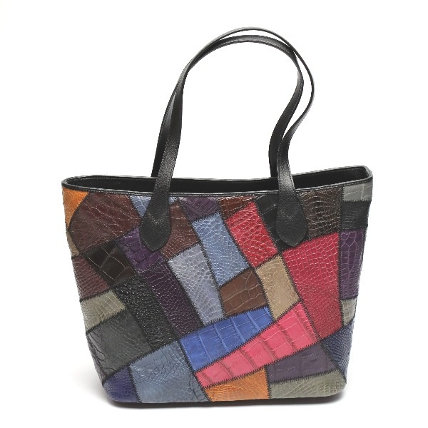 クロコダイルLB-7001 天ファスナー パッチワーク トートバッグ マルチカラー