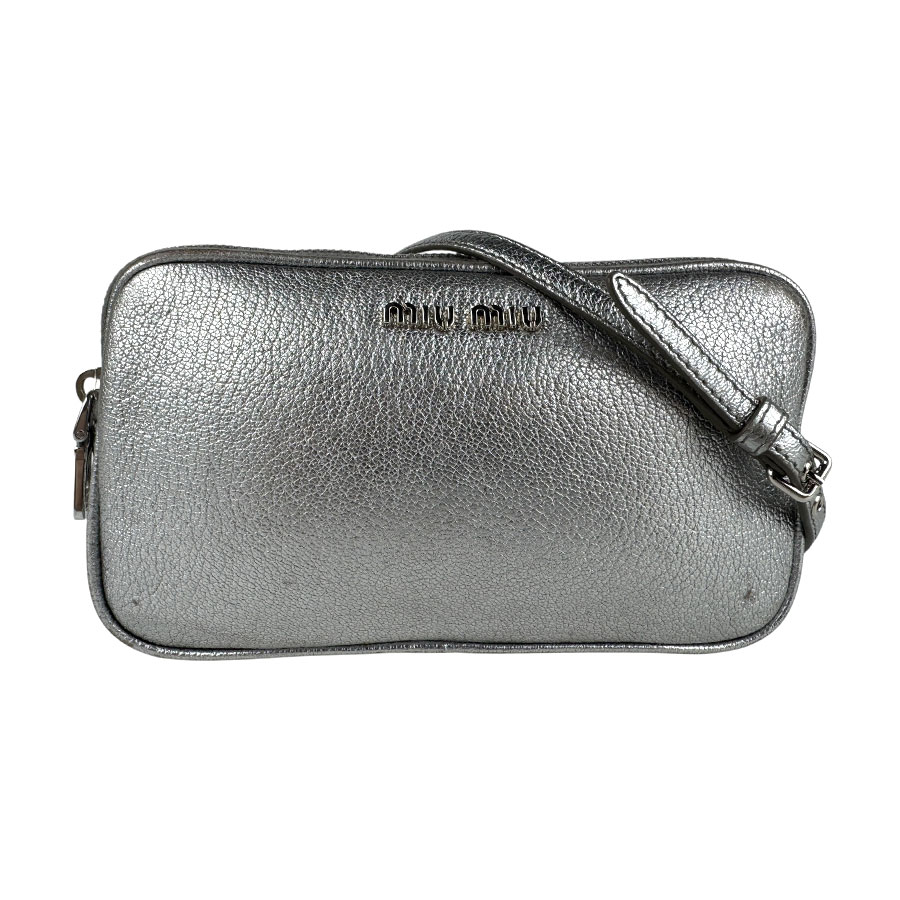 ミュウミュウ MIUMIU ショルダーバッグ レザー シルバー シルバー レディース z6352