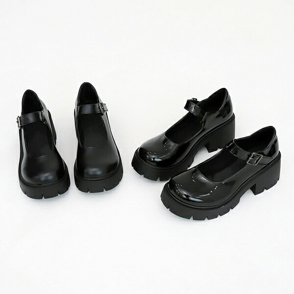 ローファー フロントストラップ オブリークトゥ トラックソール レディース ミドルヒール 黒 ブラック 歩きやすい おじ靴 革靴 オックスフォード 靴 婦人靴 韓国